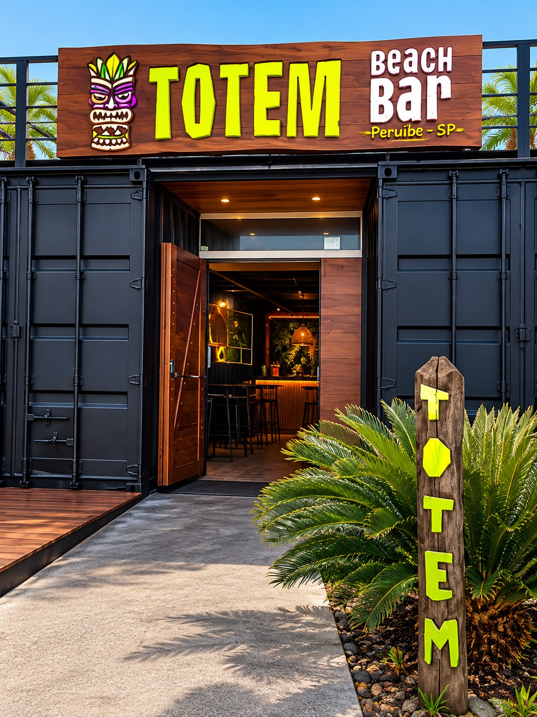 Entrada do Totem Beach Bar em Peruíbe